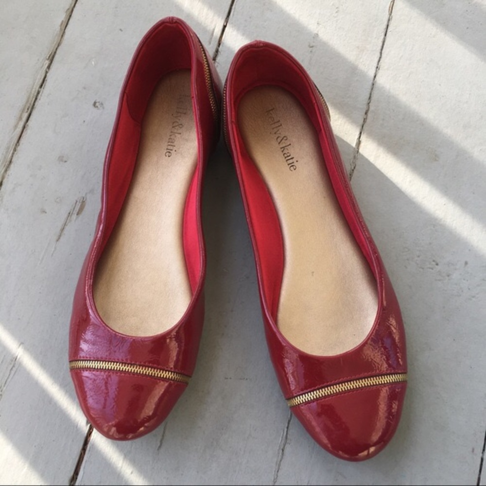 Red Zipper Flats Kelly & Katie